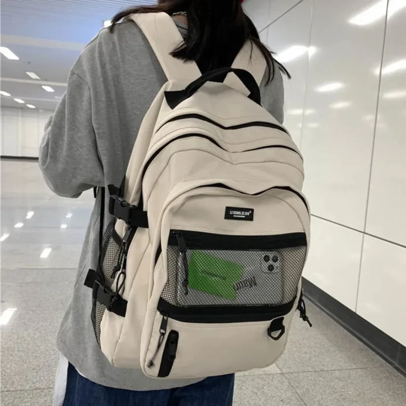 

Back To School Color Contrasting Backpack Women Multi Layer Bag Men Full Waterproof Large Capacity Unisex Student Backpack New