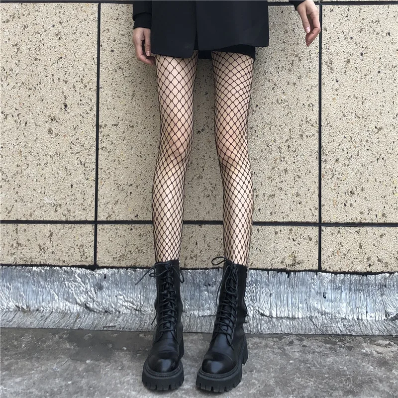 1 Pair Summer Women's Socks Sexy Hollow Out Fishnet Stockings Black Pantyhose Mesh Tights Party Decorations High Waist Stockings