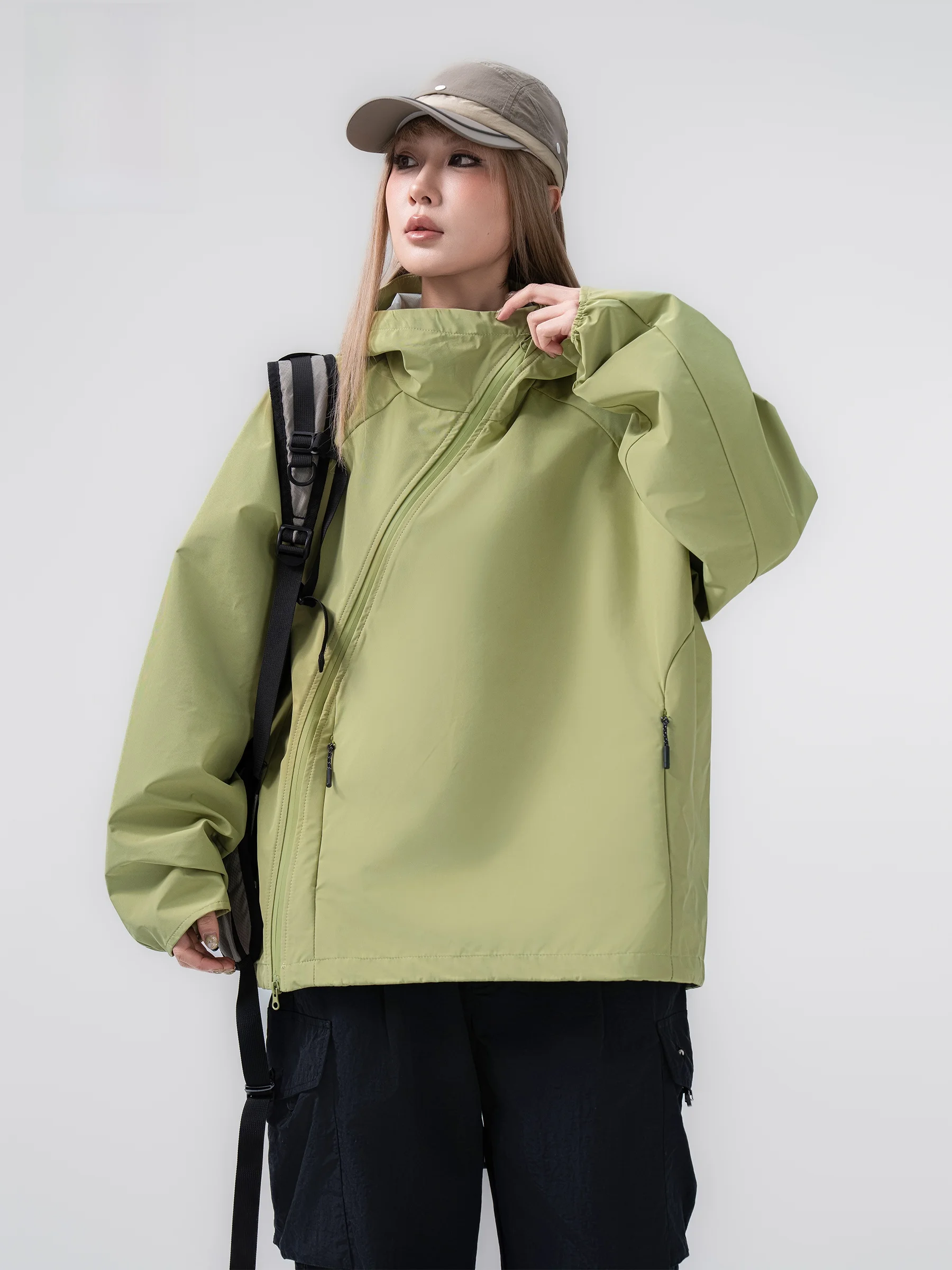 American Style Zipper Front Jacket Men's Spring New Outdoor Sports Hiking Jacket Sweatshirt Outerwear Trendy Straight Hem