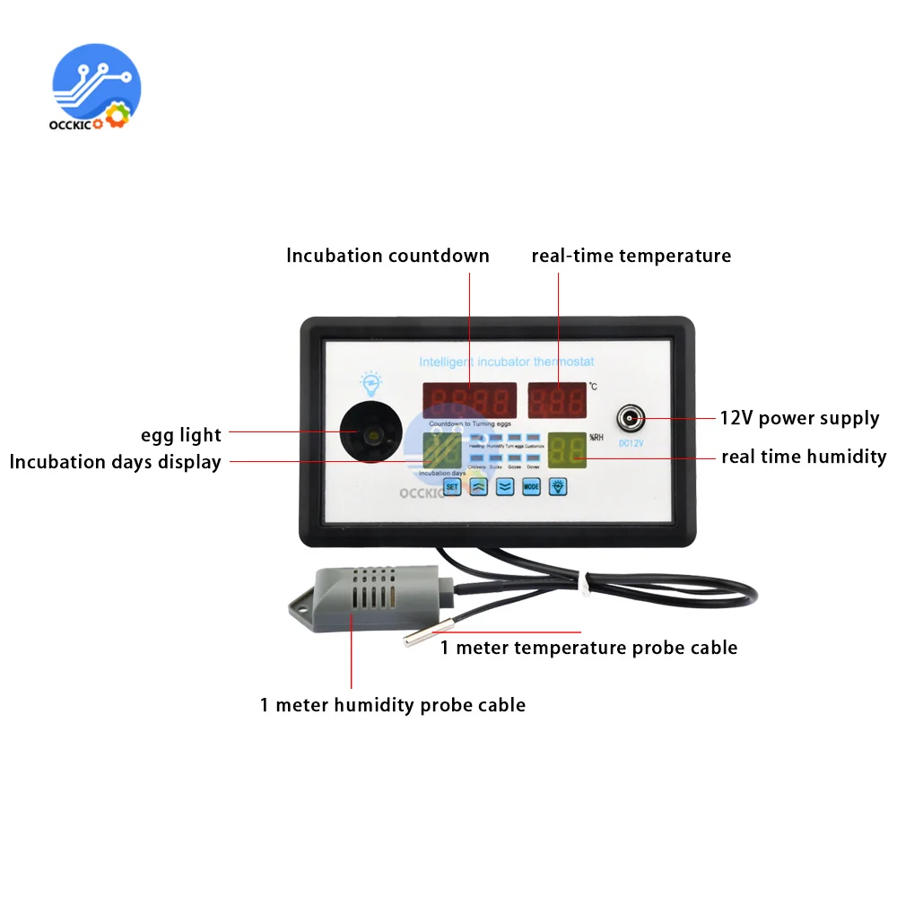 W9002 W9005 Smart Thermostat Digital Thermostat Temperature Humidity Control Incubator Automatic Egg Turning AC110-220V/DC12