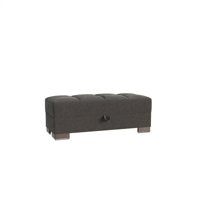 

Upholstered Storage Ottoman, Grey Chenille, Stylish & Functional Furniture Piece for Living Room, Bedroom or Office