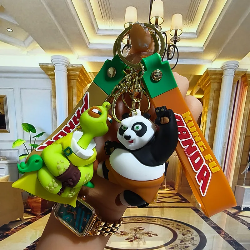 

MINISO Dreamworks Studios Cartoon Kung Fu Panda Keychains Mobile Phone Animal Key Chain Bag Charms Car Keychain Christmas Gifts