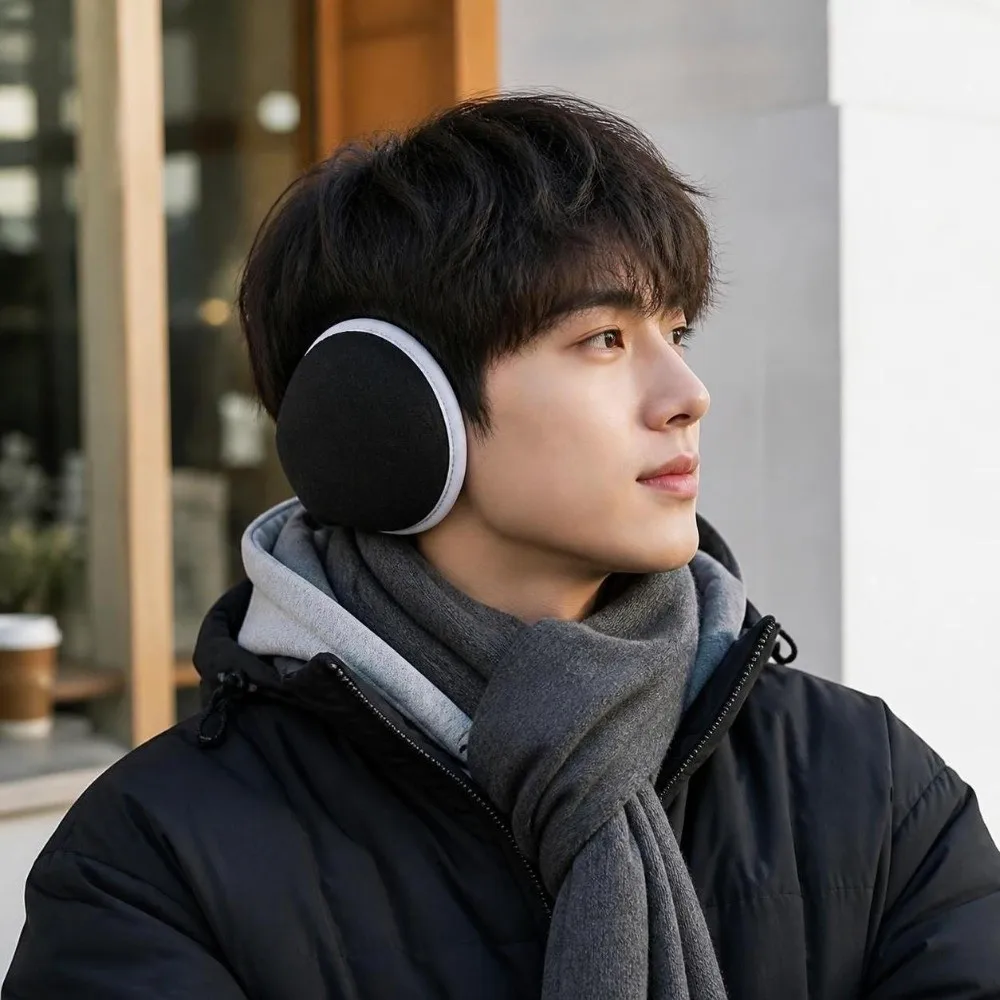 Portable Reflective Winter Foldable Earmuffs Plush Thickened Ear Warmers Solid Color Soft Ear Cover Winter