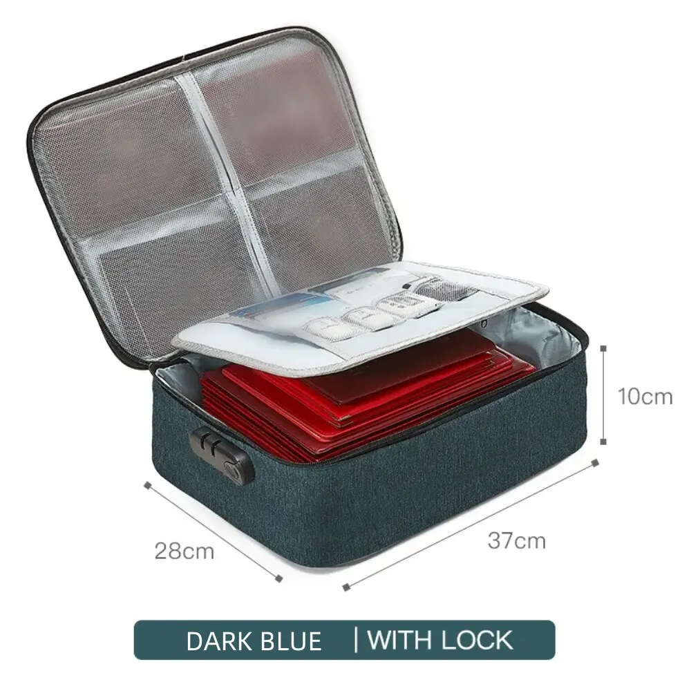 2 Layers Document Storage Bag Multifunctional Waterproof File Organizer Large Capacity Storage Bag With Password Lock