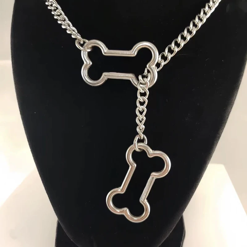 Punk Charms Kette Knochen Anhänger Halskette für Frauen Koreanische Mode Goth Geometrische Halskette Hip Hop Grunge Zubehör Schmuck – Detail 2