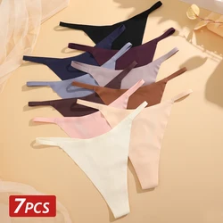 7PCS Ice Silk Seamless Panties For Women G-String Thongs Female Ultra Thin Breathable Underwear Sexy Low Rise Lingerie Intimates