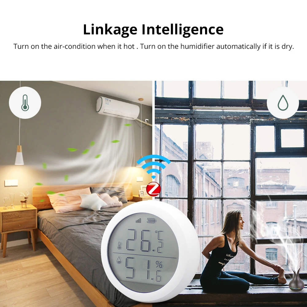 Tuya Smart ZigBee3.0 Temperature and Humidity Sensor Smart Life APP Control Indoor Humidity Detector Works with ZigBee Hub