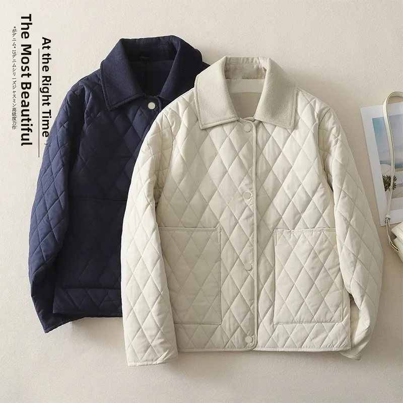 

Lightweight Loose Women's Cotton Jaet Artistic Sewn Diamond Pattern Autumn Winter Casual Sle Long Sve Single...