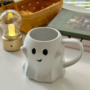 Cute Ghost Water Ceramic Mug, Afternoon Coffee Cup, Milk Cup Breakfast, Household Drink Set, Halloween Gift 12 Main Sales Geek Mug - №8