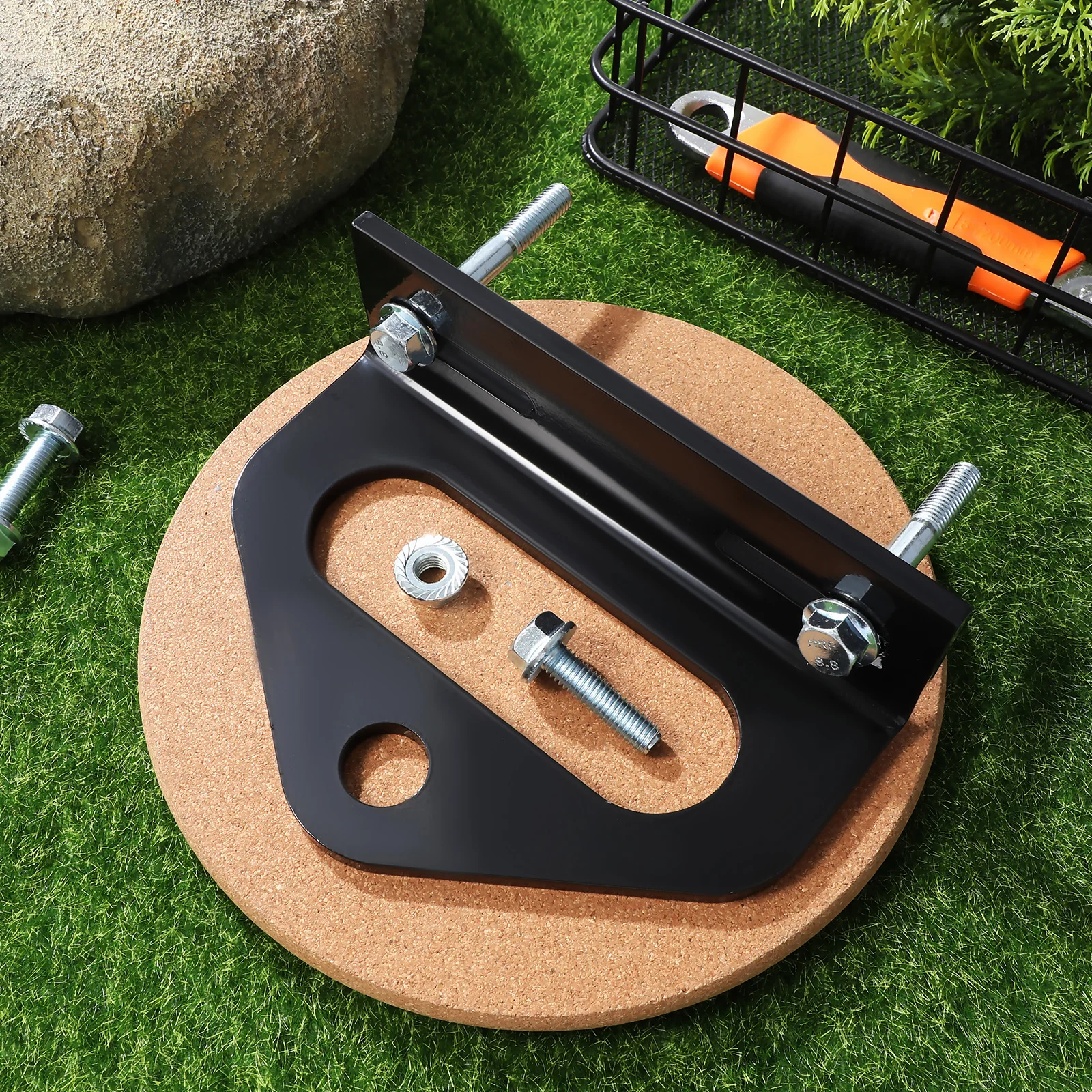 

Lawn Mower Trailer Plate Tow Hitch Kit Zero Turn Hook up Mount Iron Accessories Black High Load Capacity Easy Install Sturdy