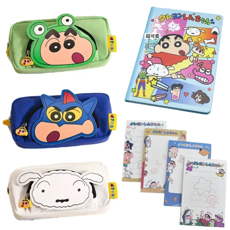 Crayon Shin-chan Three-dimensional Pencil Case Black Pen Student Notebooks Cartoon Sticky Notes Children's Stationery Gifts