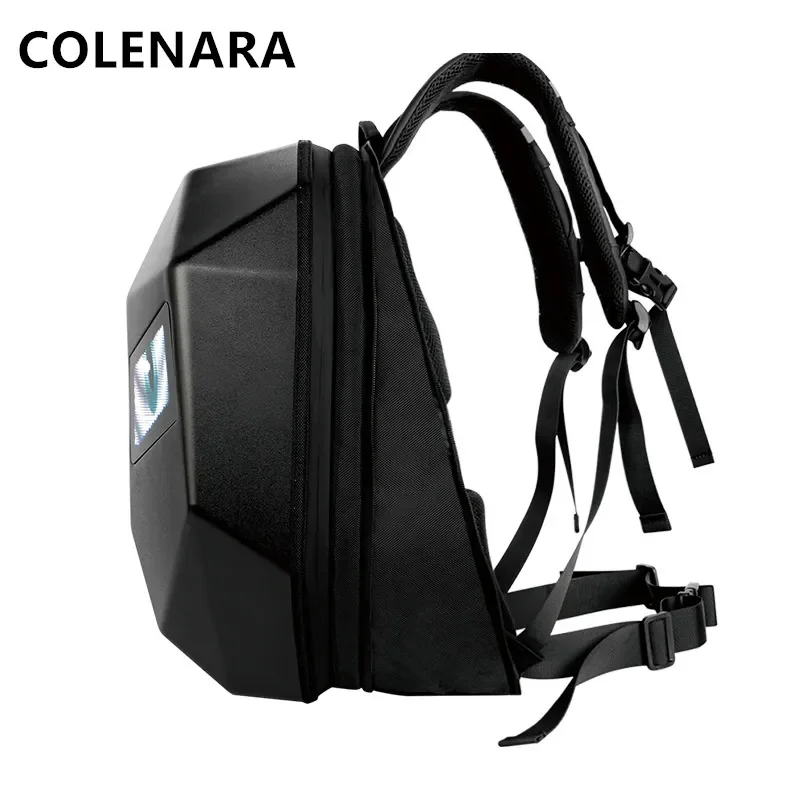 COLENARA-Hard Shell back للرجال ، حقيبة مدرسية للكمبيوتر المحمول ، خفيفة الوزن ، حقيبة كتف مقاومة للماء ، LED ، ركوب خارجي ، خوذة ، ABS