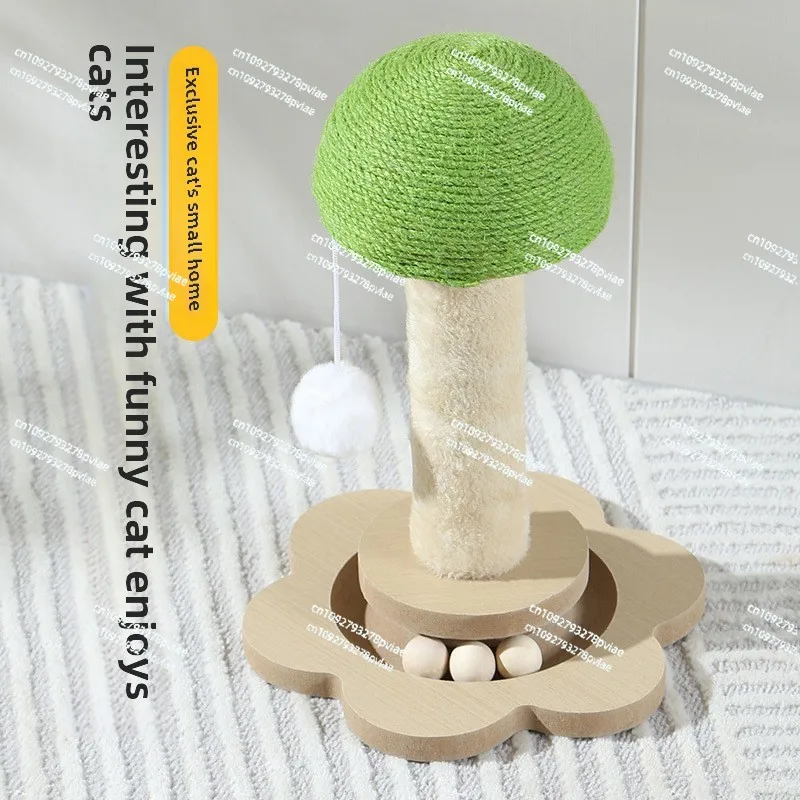 Cat scratching column multi-functional cat toy small mushroom sword hemp cat stick pet supplies