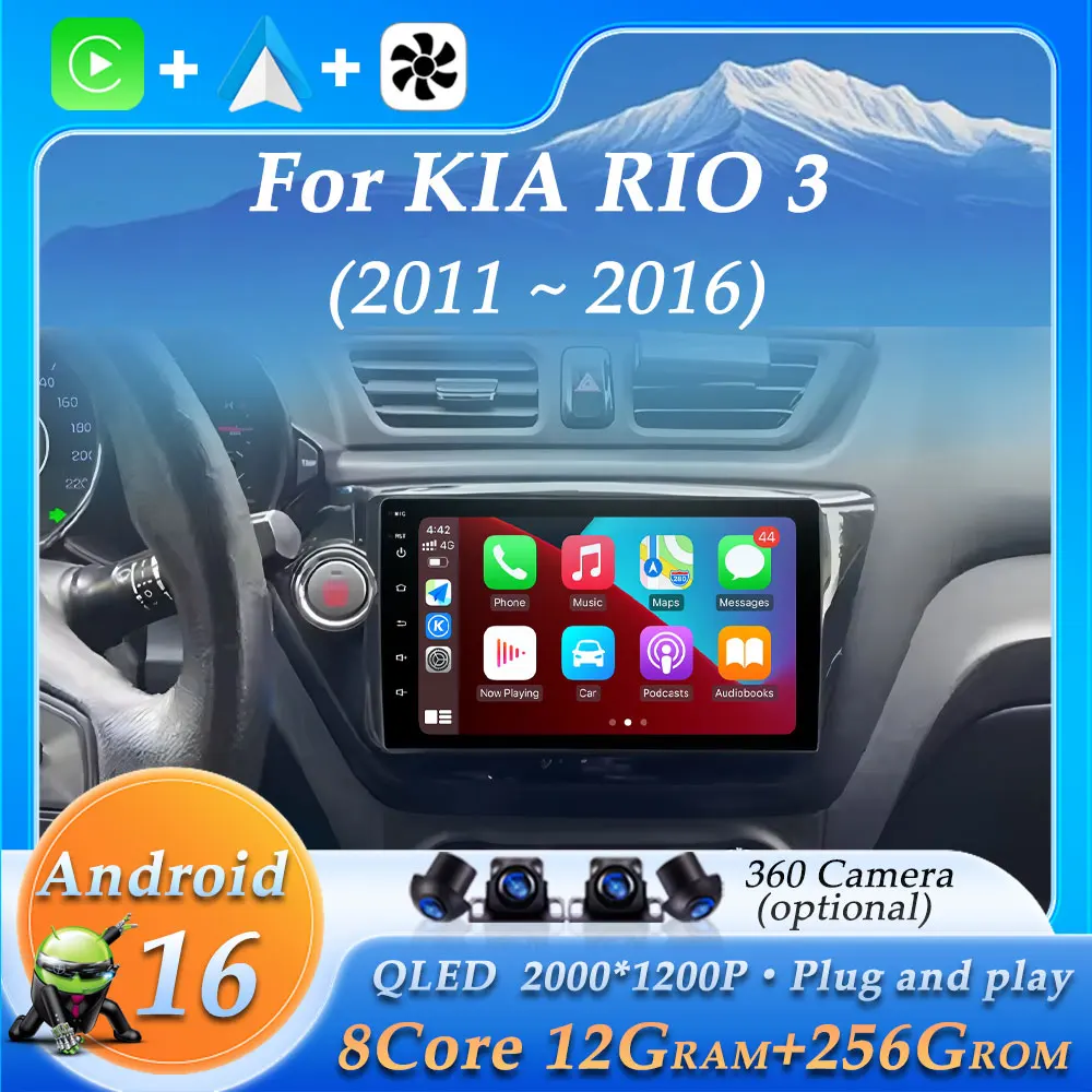 Touch Screen Stereo Car Radio for KIA RIO 3 2011 - 2016 Audio Video Multimedia Player Wireless CarPlay Autoradio WiFi 4G BT GPS