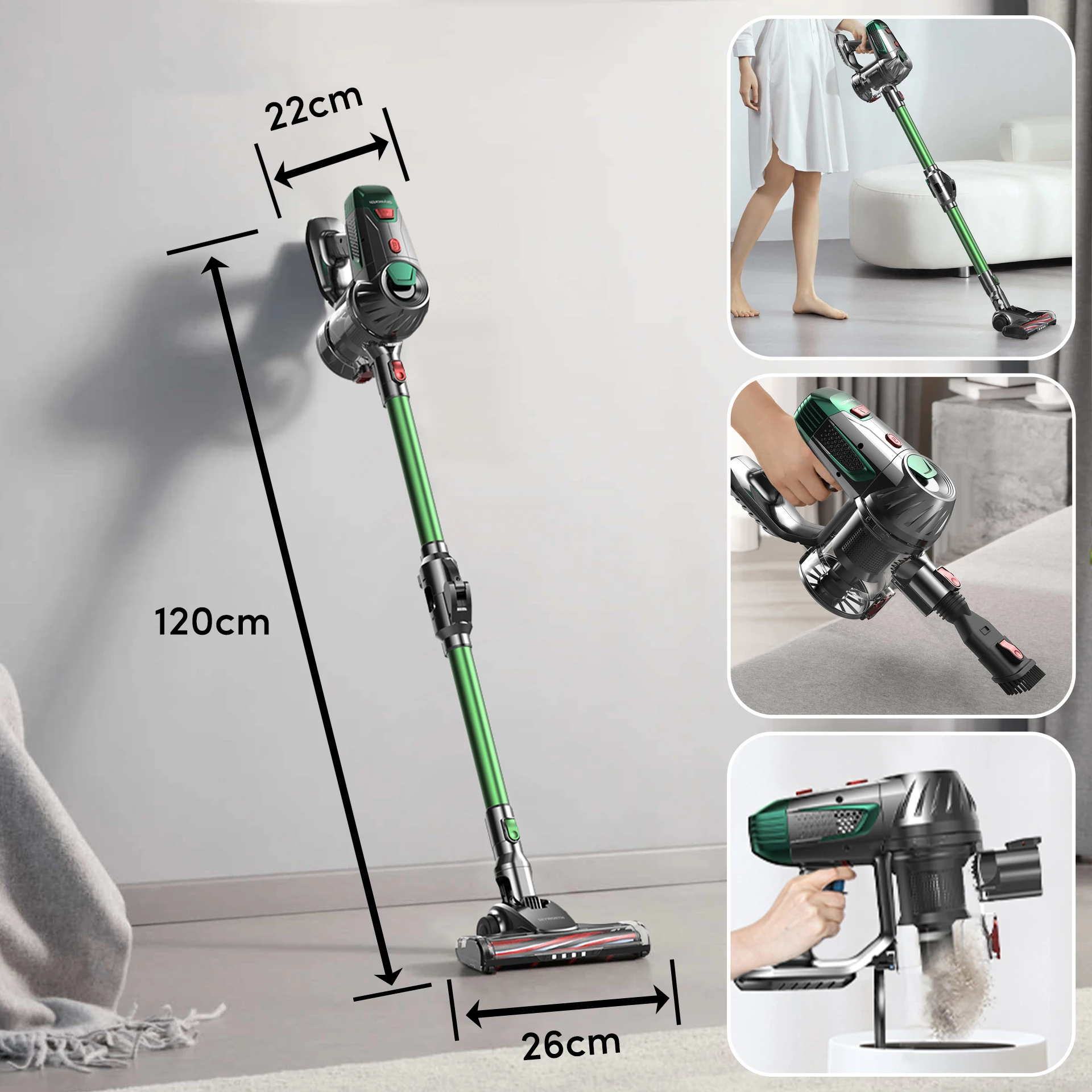 مكنسة كهربائية محمولة لاسلكية، مضادة للتشابك، قابلة للفصل، شفط قوي، 180 ° تنظيف، يستخدم لشعر الحيوانات الأليفة والسجاد #2