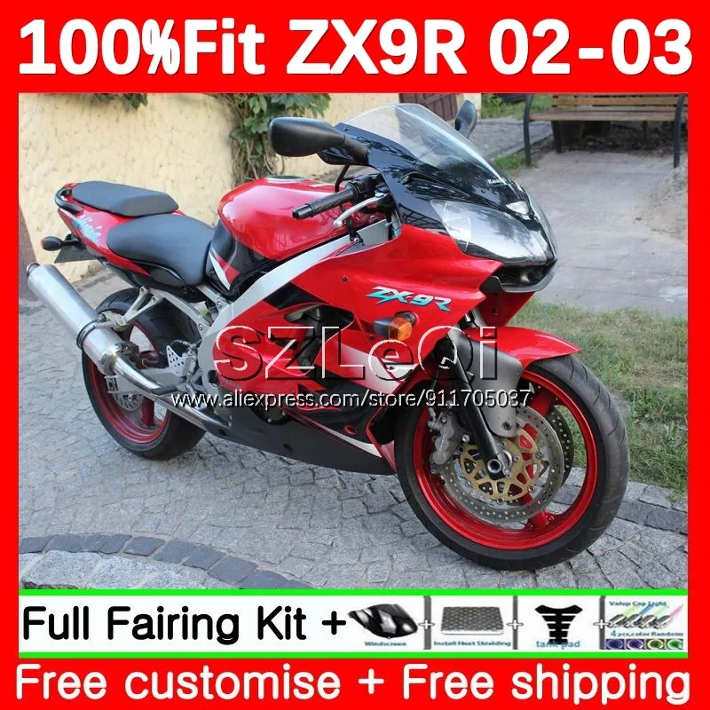 Factory Red OEM Fairing For KAWASAKI NINJA ZX 9R 9 ZX9 R 900 CC ZX9R 02 03 107No.0 ZX900 900CC ZX-9R 2002 2003 Injection Body