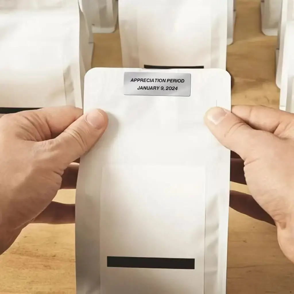 300 Stück silbrige Thermoetiketten aus Vinyl, 2,54 × 5,08 cm, selbstklebende, direkt bedruckbare Adressaufkleber aus Metall auf Rolle, wasserfest – Detail 6