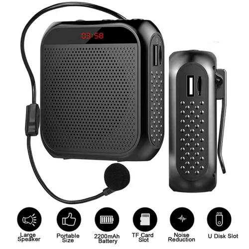 Micrófono para la cabeza, altavoz, amplificador de voz, grabadora, micrófono, altavoz, Audio, Mini micrófono con cable, Kit de batería de sonido para micrófono, auriculares