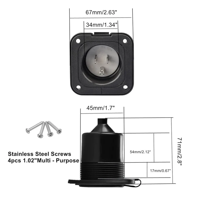 A45F-15 أمبير منفذ التوصيل، 5-15 125 فولت RV المخرج مع غطاء مقاوم للماء لسقيفة قارب RV سلك تمديد كهربائي