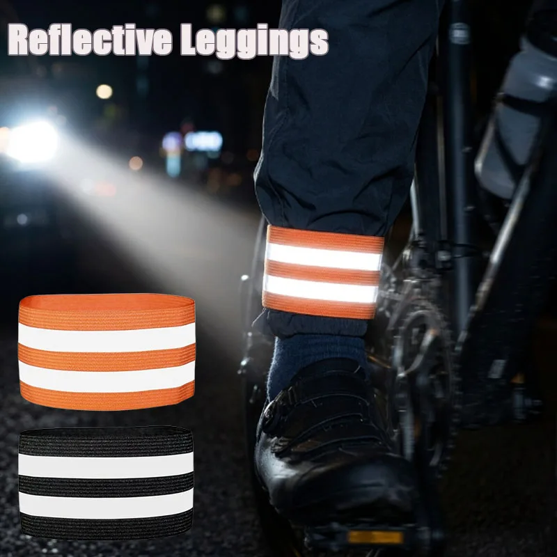 2-8PCS High Visibility Reflective Trousers Strap Elastic Cuff Binder for Bike Chain Protection Night Run Outdoor Sports