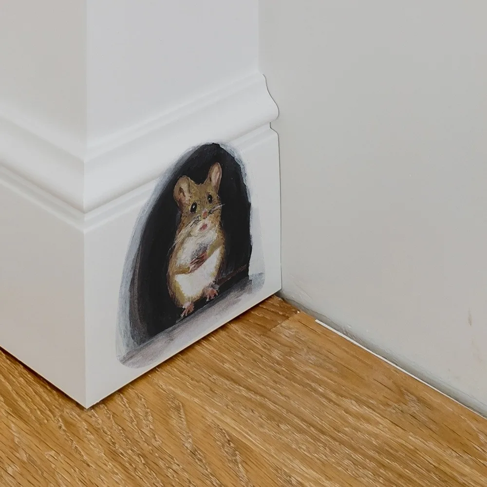 Cartoon Pattern Mouse Hole Wall Sticker Mouse Hole Printed PVC Cartoon Mouse Wall Decal Decorative Mouse Hole Decal