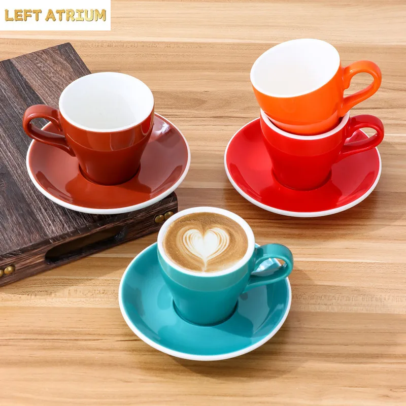 180ml Solid Color Ceramic Mug with Cup and Saucer American Fancy Latte Coffee Cup and Saucer Set Simple Home Office Drinking Set