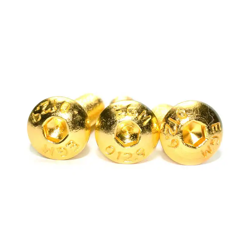 Leijiu M2 M2.5 M3 M4 M5 ISO7380 Güteklasse 12.9 Titan-Goldbeschichtete Halbrundkopf-Sechskantschraube Innensechskantbolzen – Detail 3