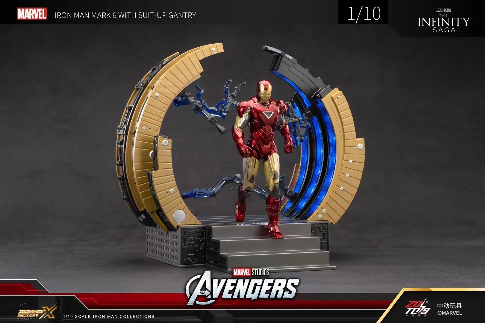 ZD Original Iron Man MK6 with Suit-up Gantry Action Figure Collectible Model Toy Gift Doll Figurine