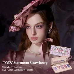Flower Knows Strawberry Rococo Eyeshadow Pressed Glitter 5 Color Eye Shadow Creamy Texture Natural Bronze Cosmetic Eye Shadows