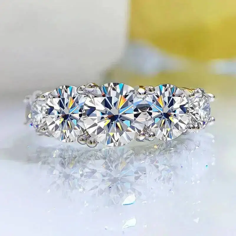 

Кольца TY 3.6CT с муассанитом для женщин, 5 камней, сверкающие, обручальные, из 100% стерлингового серебра, ювелирные изделия