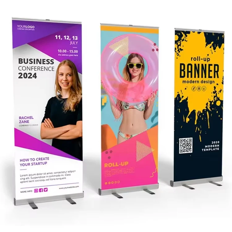 

【Hot】Heavy Roll up Banner 85x200 6 Types Different Pull up Banners Backdrop Stand Roll up Banners Display Background