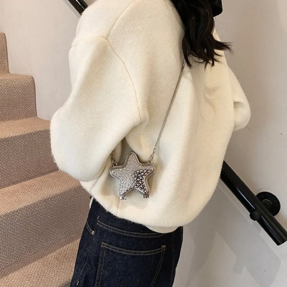 Casual Mini Star Shoulder Bag Korean Style Rhinestone Evening Banquet Bag Messenger Bag Handbag Party Makeup Bag Girls