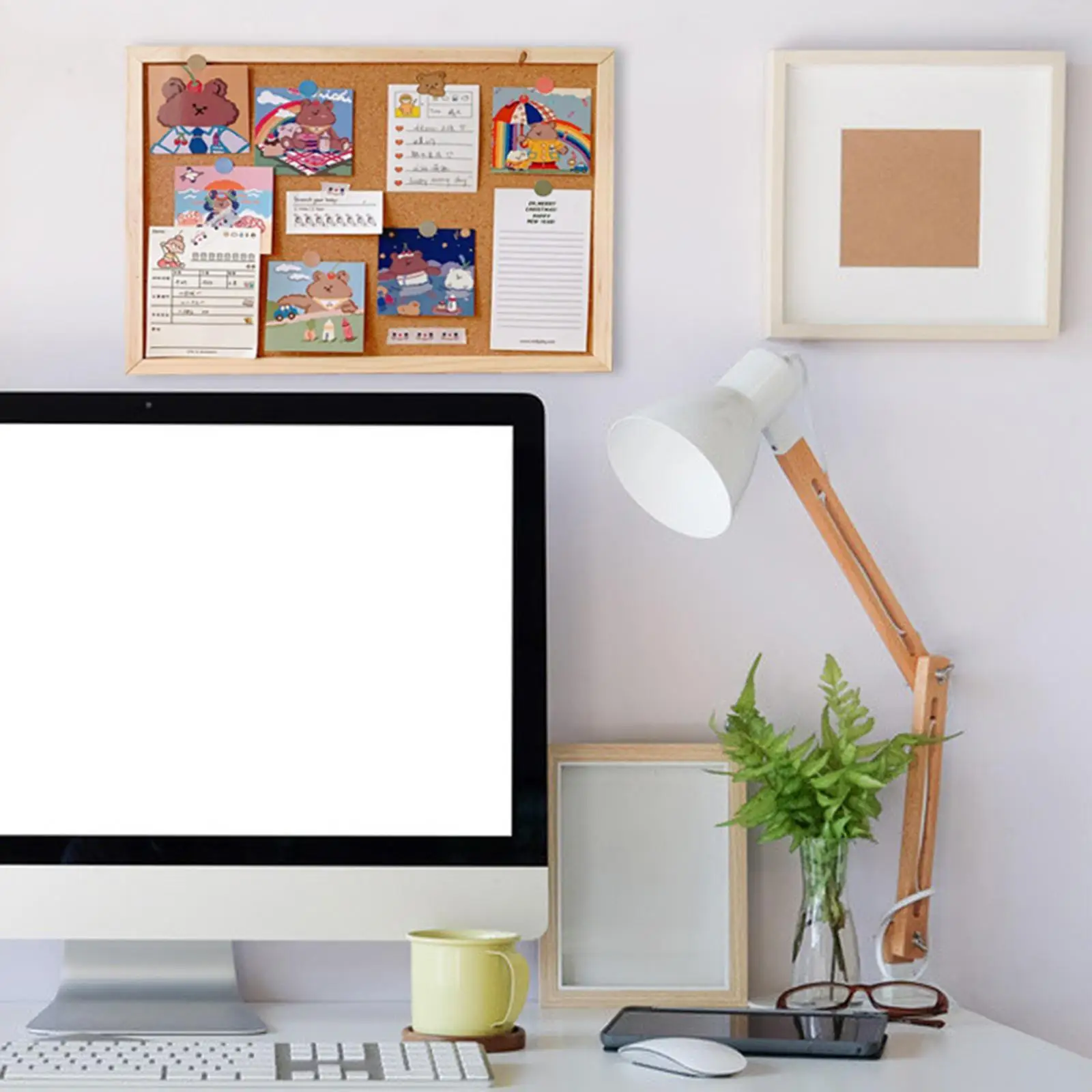 Wall Mounted Cork Notice Board with Pine Frame for Office School Dorm Room Decor Display