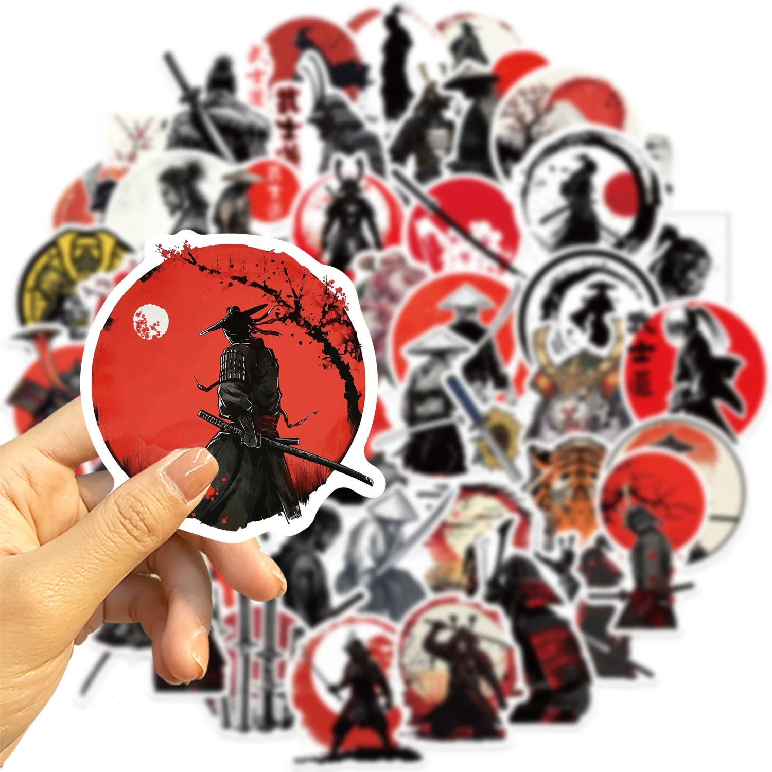 50PCS Japanese Samurai Bushido Stickers Cool Cartoon Decals PVC Waterproof DIY Notebook Phone Fridge Bike Laptop Cup Kids Toy
