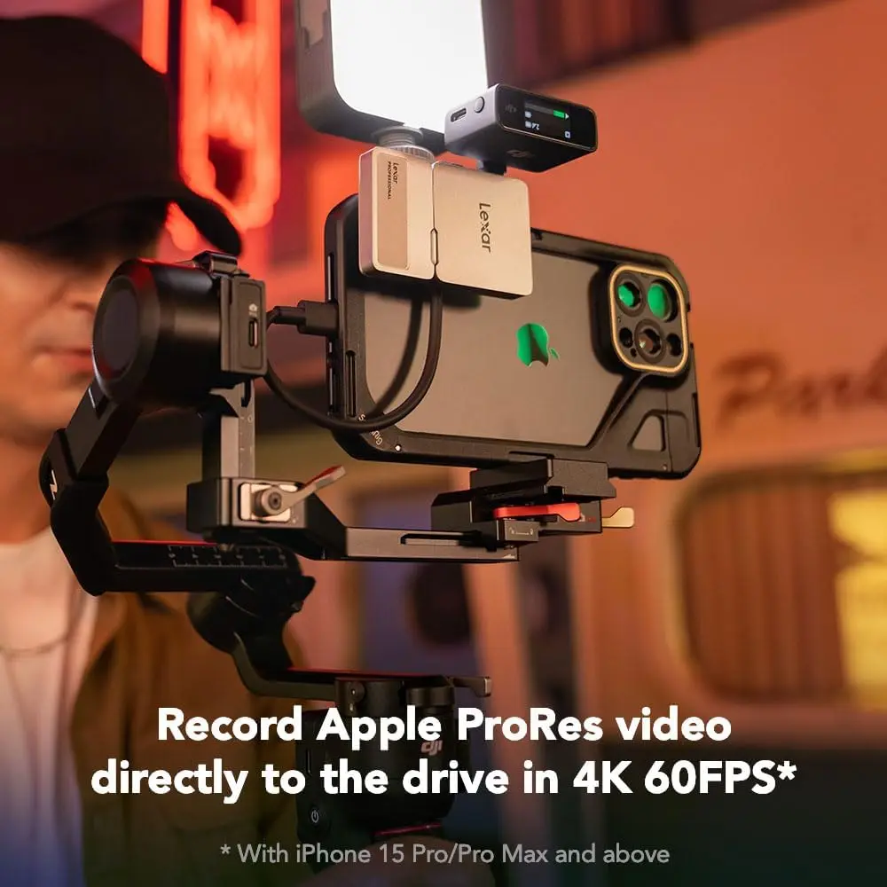 1TB Portable SSD with Hub, 1050MB/s Speed, IP65 Waterproof, Compatible iPhone 15/16, Ultracompact Design