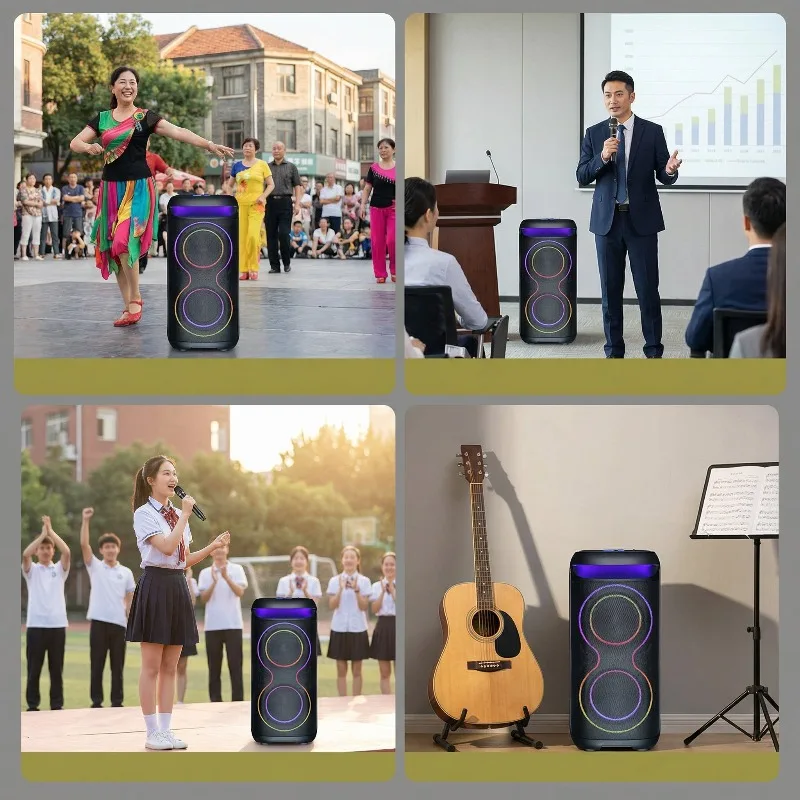 60W Average/600W Peak Outdoor Square Dance Bluetooth High-power Audio Dual Wireless Microphone