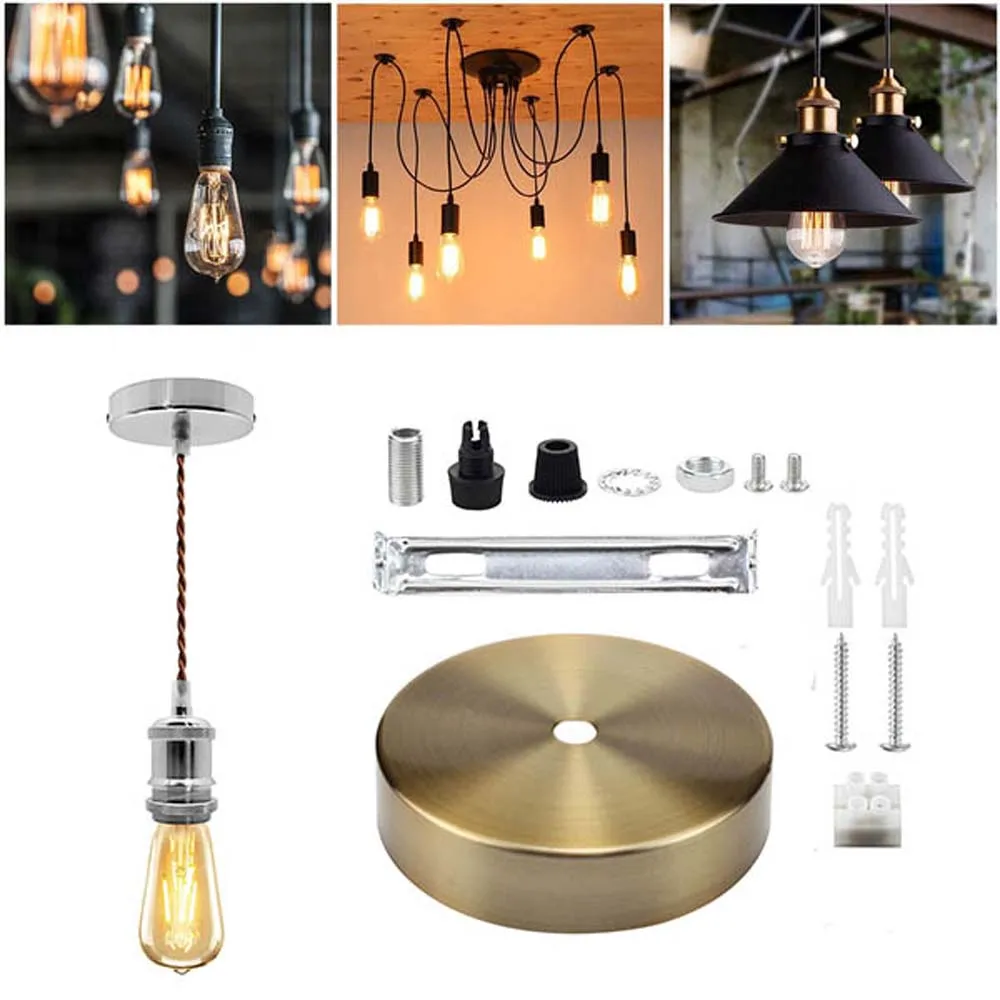 Pendant Light Round Ceiling Tray Wall Lamp Metal Led Base Chassis Straight Edge Tray Kit Hanging Lamp Holder Accessories