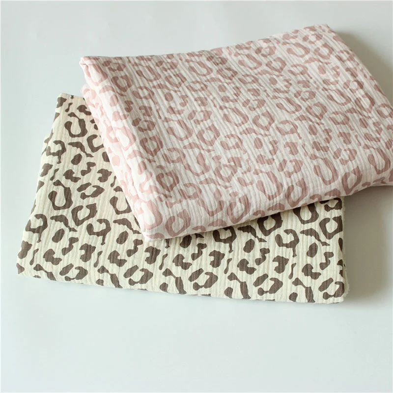 레오파드 프린트 면 크레이프 원단, 패션 면 원단, DIY 패치워크 수공예, 아기 옷, 100x135cm