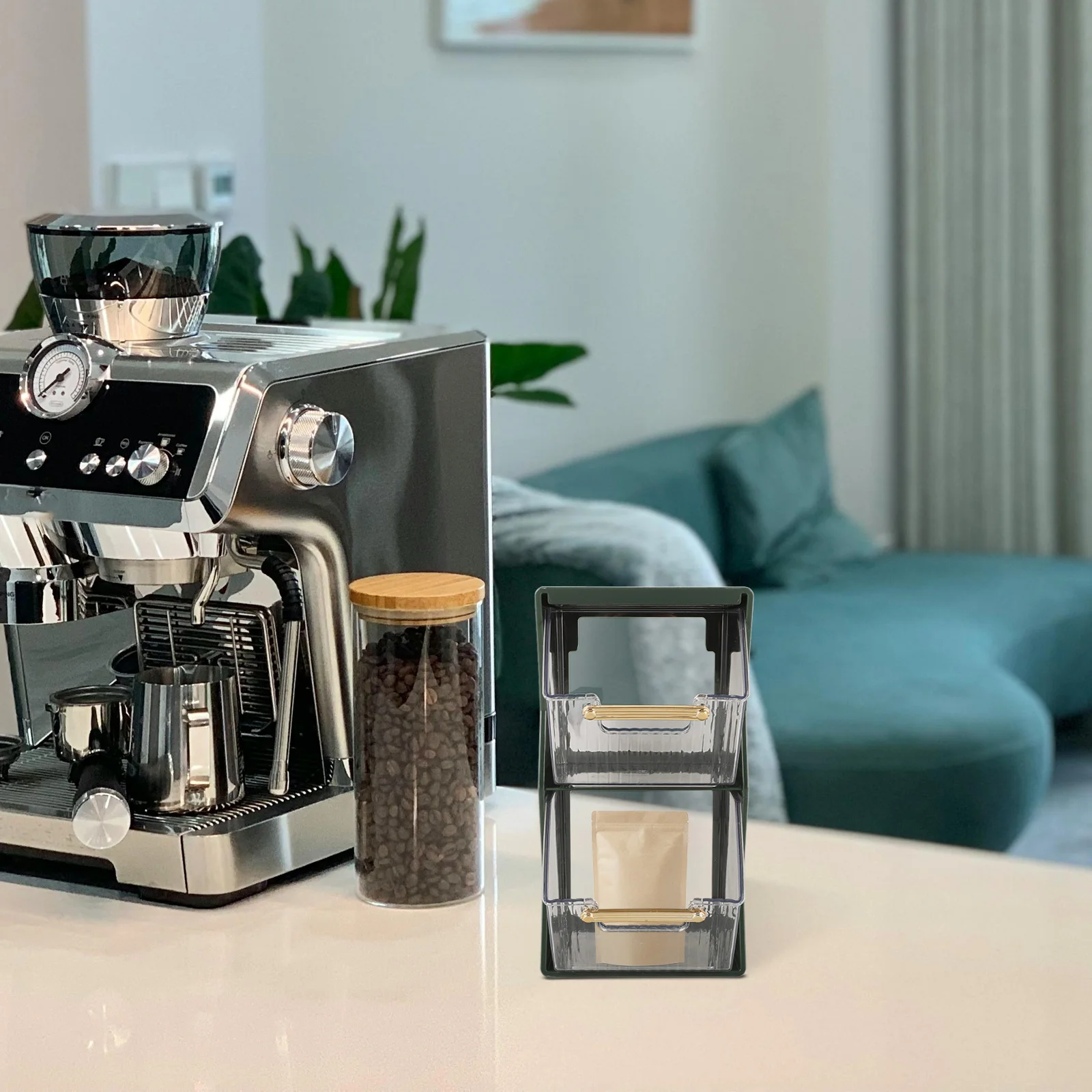 

Tea Bag Storage Box Coffee ganizer Large Capacity Desktop Clear PET Multi Functional Snack Container Tea Coffee Bag Holder