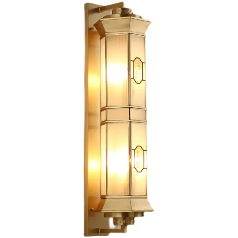 All copper outdoor wall lamp new Chinese style entrance hall courtyard balcony outdoor corridor garden luxury villa exterior wal