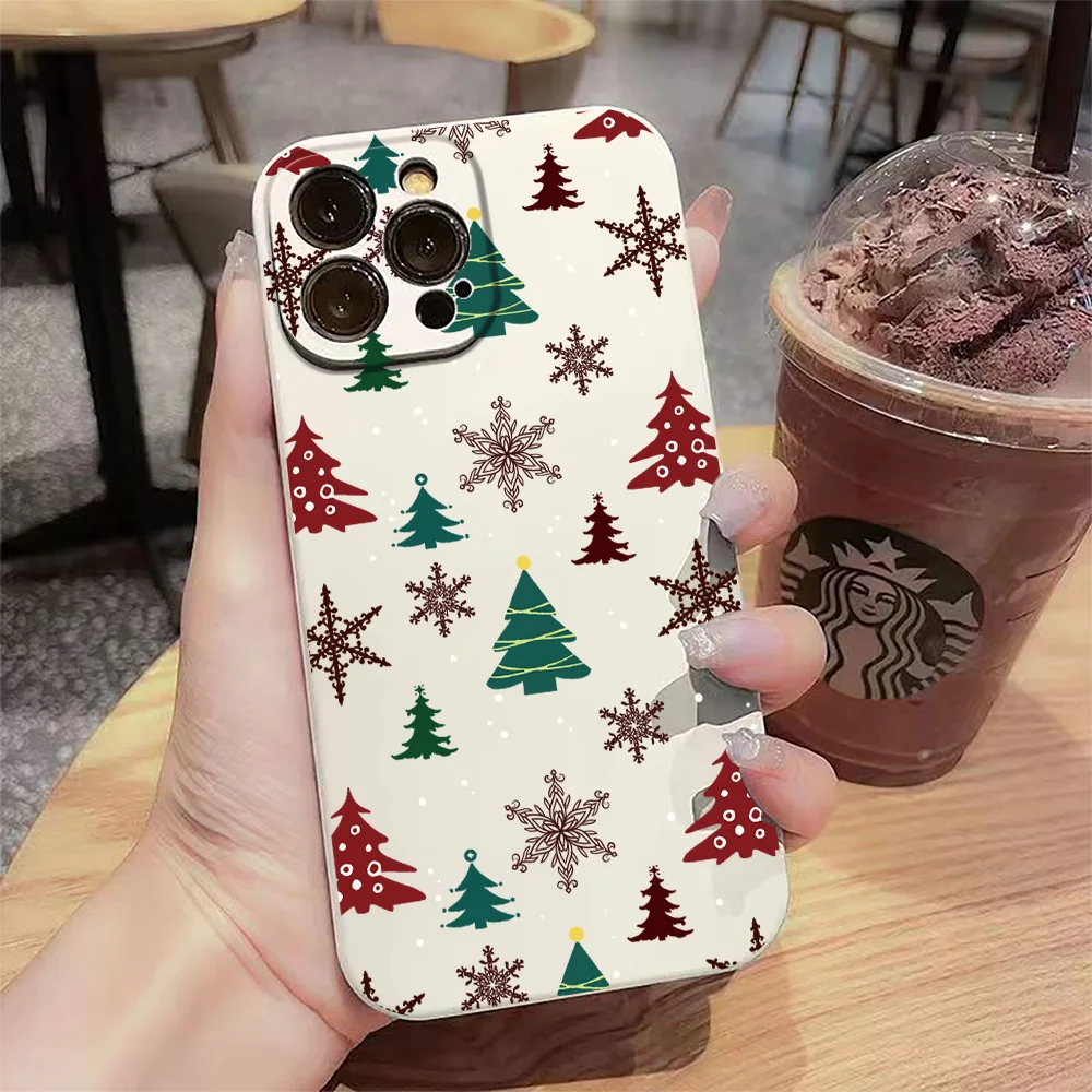 Christmas Tree Graphic Square Silicone Case For Realme C67 C65 C63 C55 C53 C51S GT 6 6T Neo 6 SE 13 12 11 10 Pro Plus 9 8 Cover