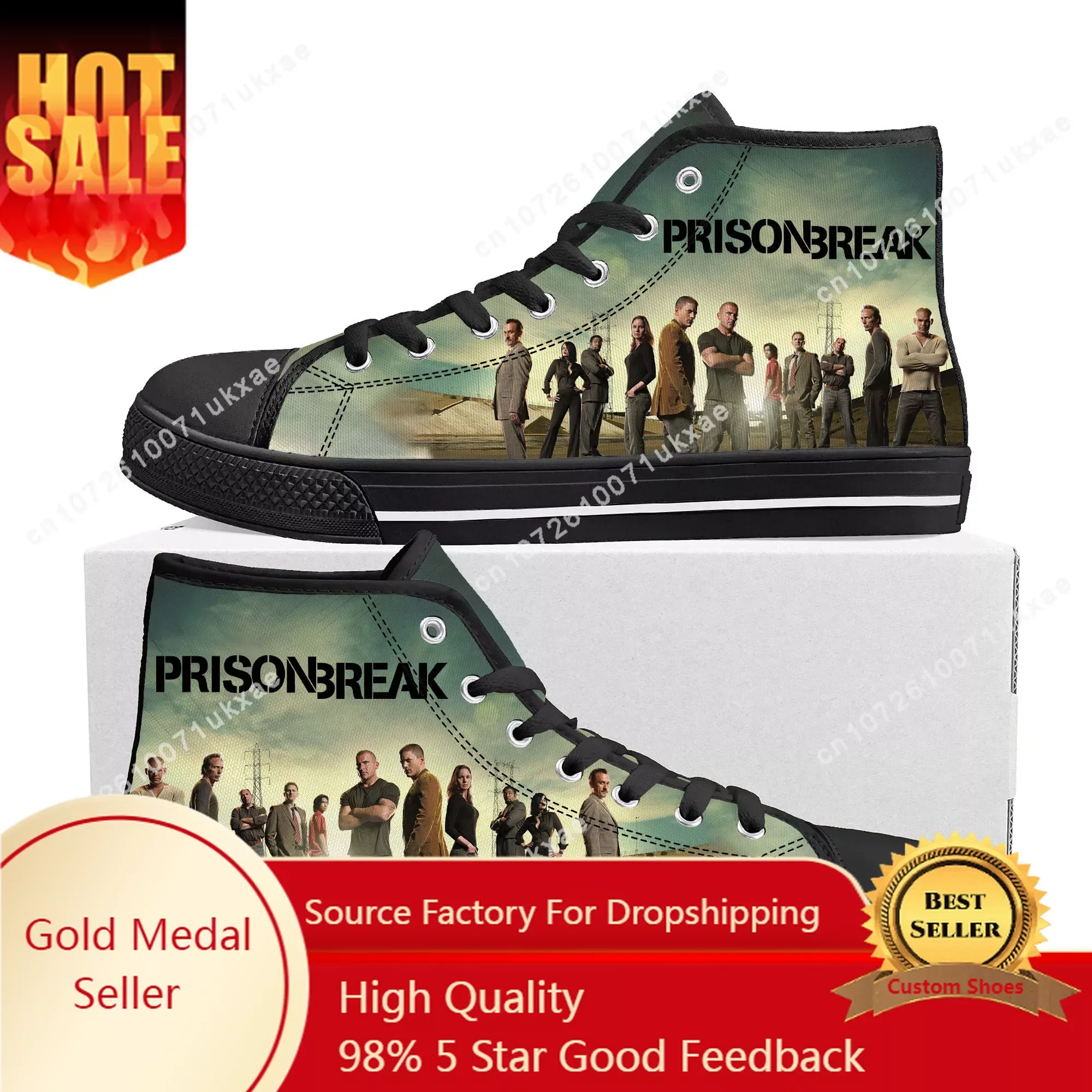 

Prison Break High Top High Quality Sneakers Mens Womens Teenager Canvas Sneaker Casual Custom Made Shoes Customize DIY Shoe