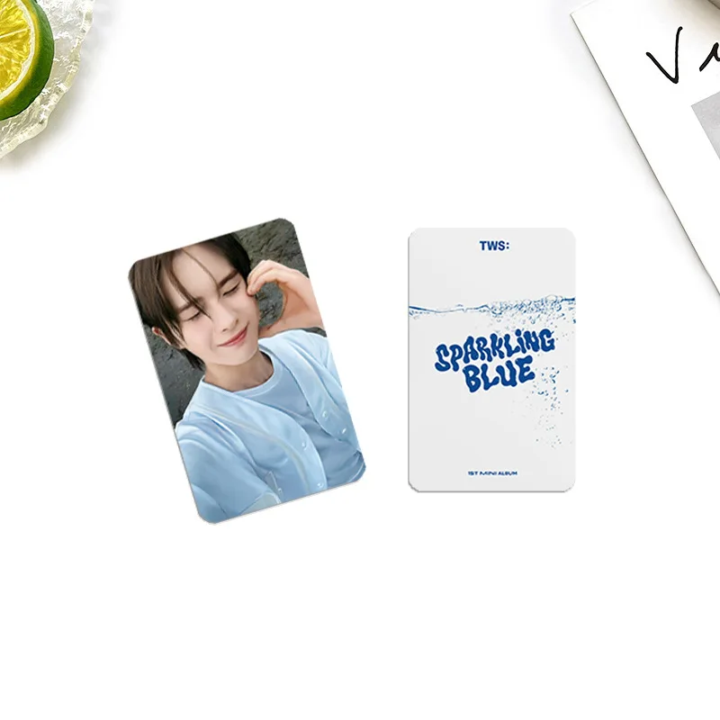 6Pcs/Set Kpop TWS Sparkling Blue 1st New Album Lomo Cards Hanjin Kungmin Youngjae Selfie Two Sides Photocards Postcard Fans Gift