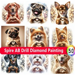 Cute Dog Love 5d Diy AB Diamond Painting Kits New Pets Yorkshire Animal Mosaic Embroidery Christmas Cross Stitch Home Decor Gift