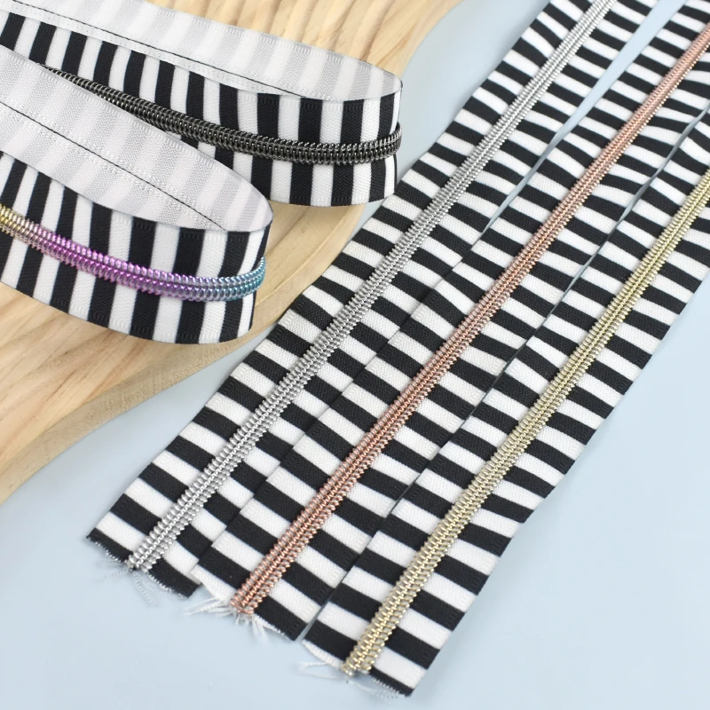 

2-10M 5# Striped Nylon Zipper Tape Handbags Textile Closure Zips Down Jacket Replace Zippers Repair Kits DIY Sewing Accessories