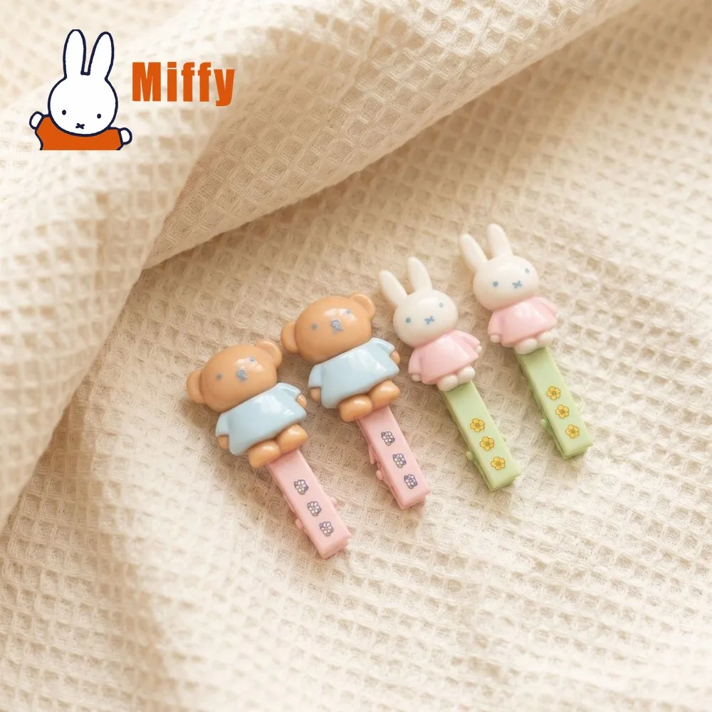Kawaii Miffy Hair Clip Cute Rabbit Cartoon Character Mini Claw Clip Pastel Color Floral Pattern Baby Hair Accessory Girl Gift