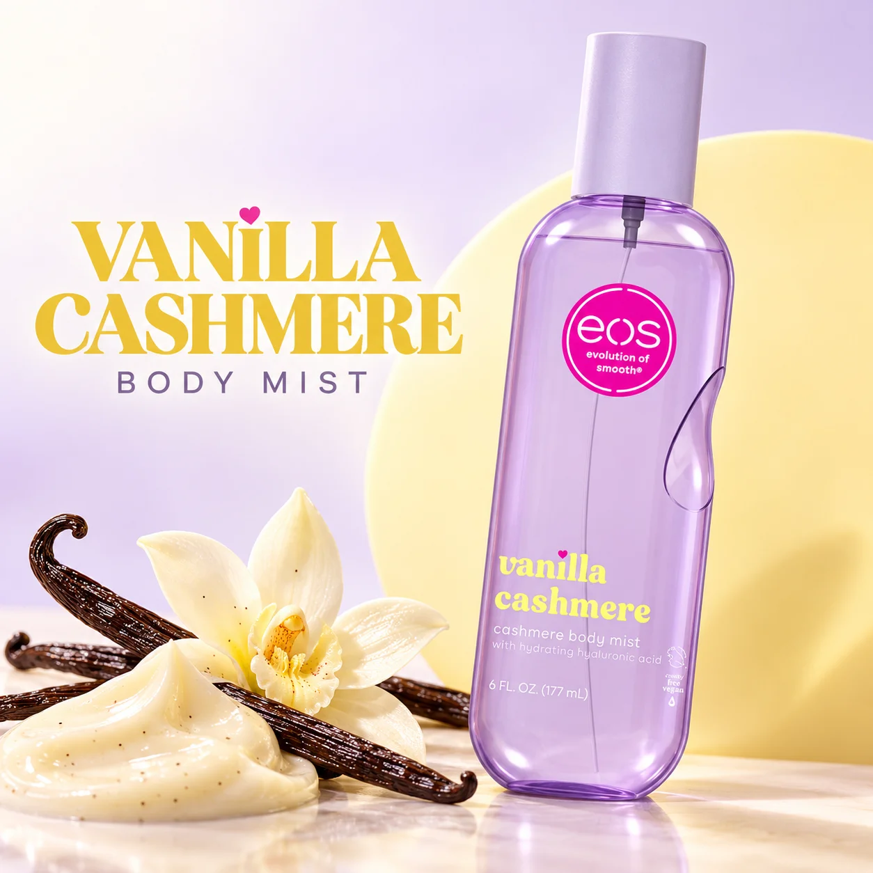 Eos Cashmere Body Mist Vanilla Scent Moisturizing Refreshing Hydrating Light Sweet Aroma Body Mist for Daily Refreshing 177ml