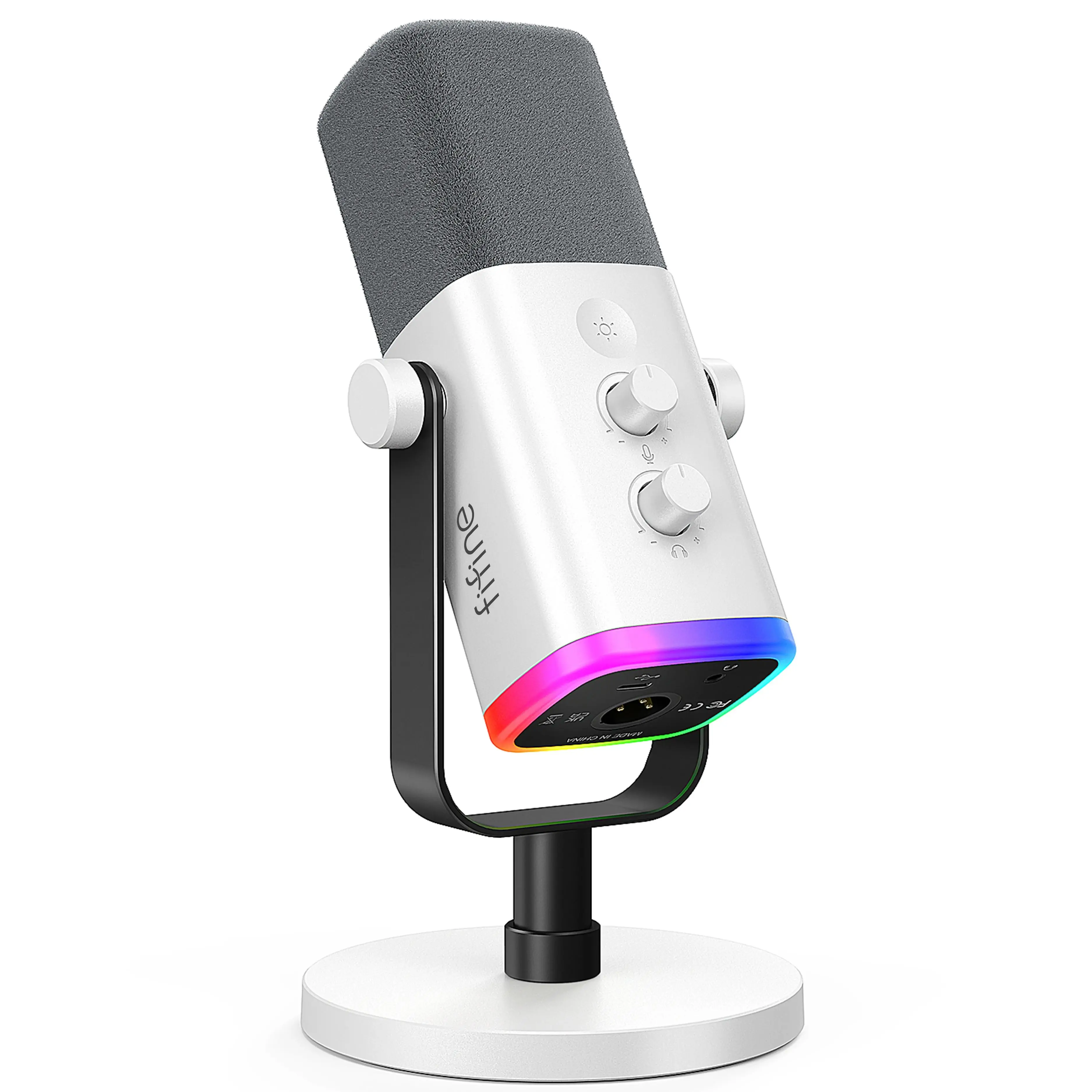 FIFINE-Microphone dynamique avec prise téléphonique sauna, RVB, muet, micro pour streaming statique, jeux PS4, PS5, Ampligame, AM8W, XLR, USB 3