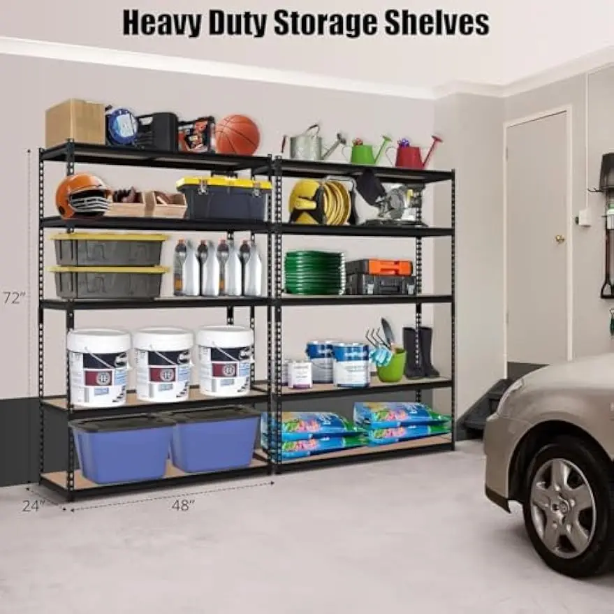 Heavy Duty Adjustable Metal Shelving Unit Storage Rack Five Tier Garage Pantry Laundry