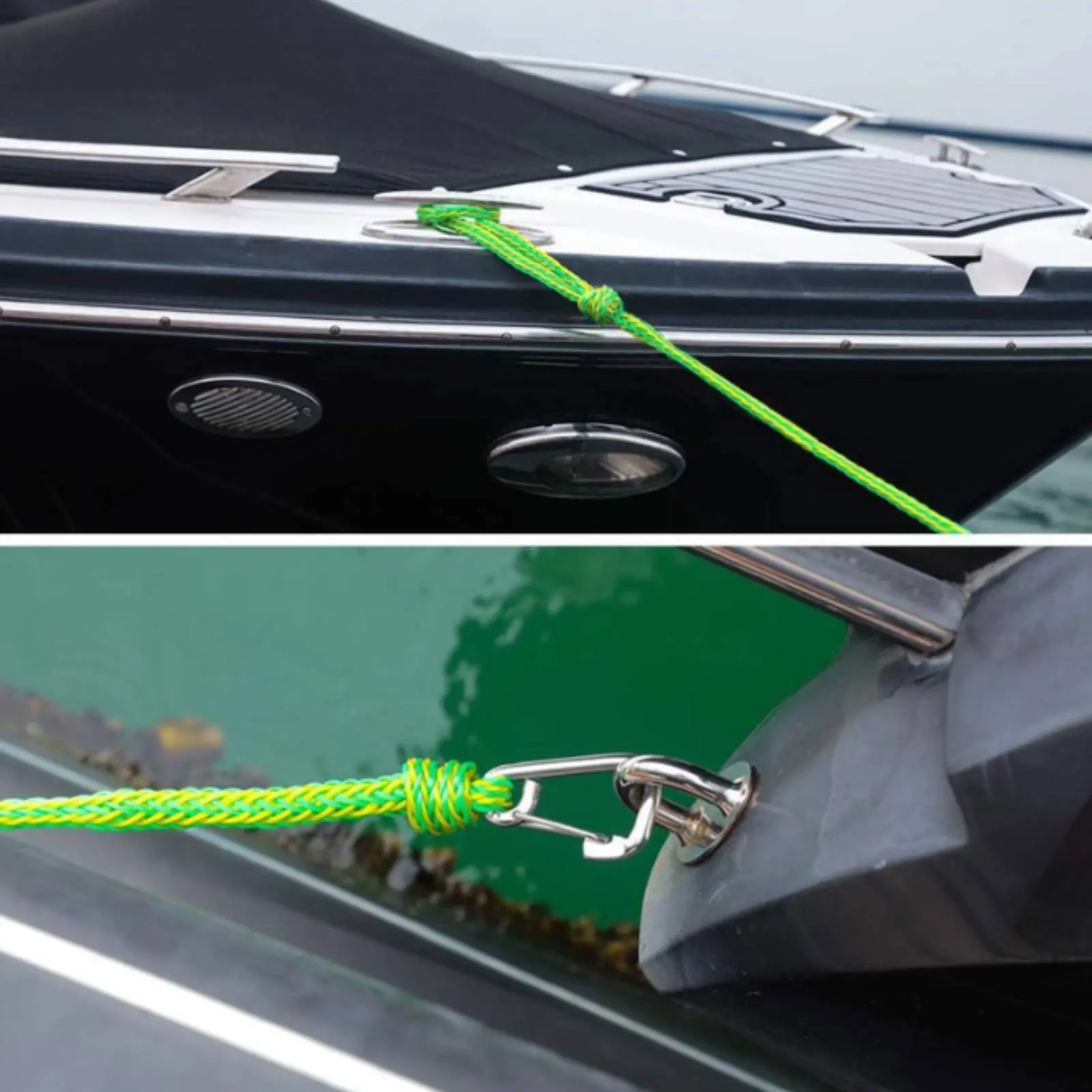 Polyethylene Tow Rope High-Visibility Braided Tow Rope Strap with Hooks Stainless Steel Water Gear Heavy Duty for Marine Use